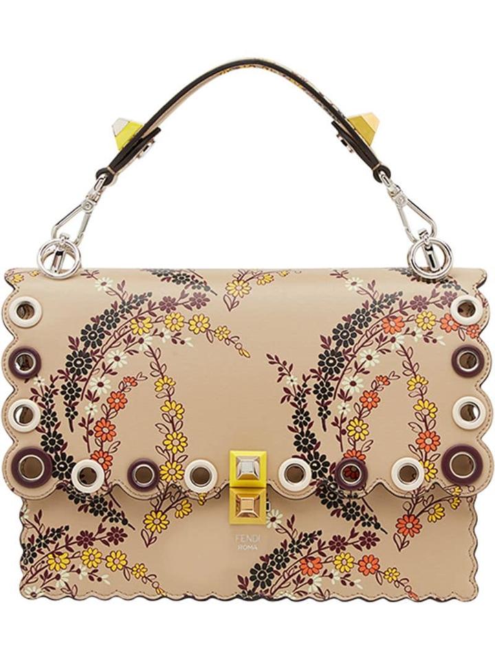 Fendi Kan I Floral Print Shoulder Bag - Neutrals