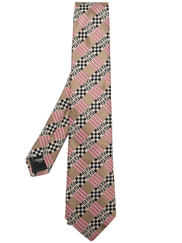 Fendi Logo Check Woven Tie - Multicolour