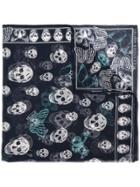 Alexander Mcqueen Butterfly And Skull Print Scarf - Blue