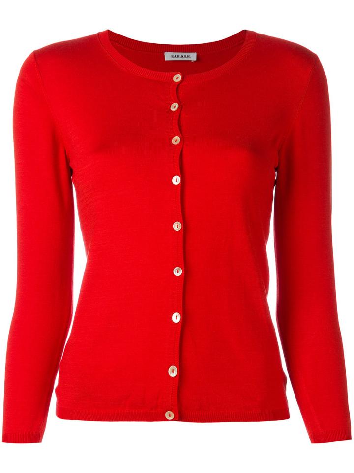 P.a.r.o.s.h. Classic Cardigan, Size: Medium, Red, Silk/spandex/elastane