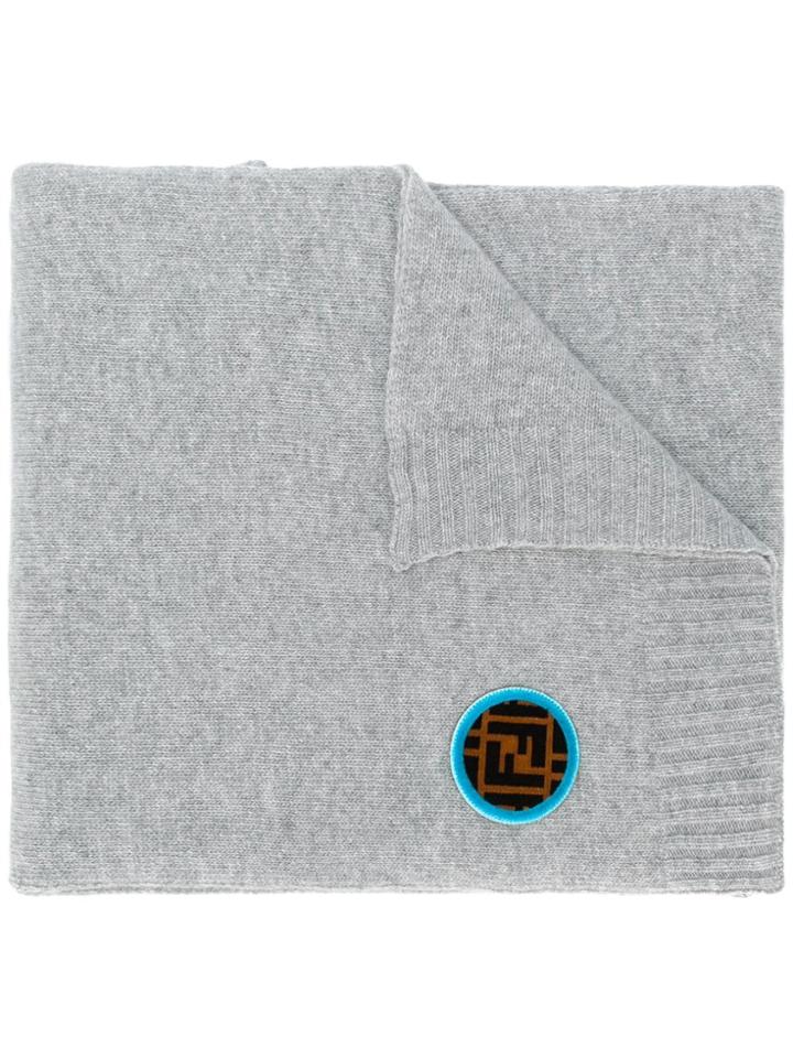 Fendi Ff Logo Patch Scarf - Grey