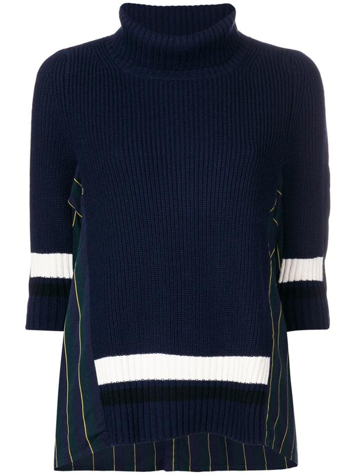 Sacai Roll Neck Hybrid Jumper - Blue