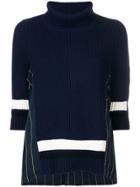 Sacai Roll Neck Hybrid Jumper - Blue