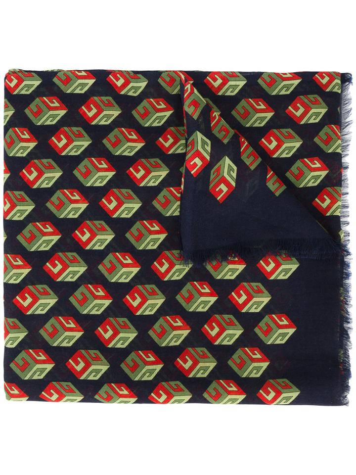 Gucci Wallpaper Gg Print Cube Scarf - Blue