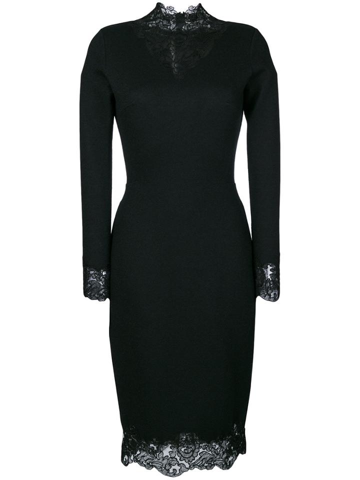Ermanno Scervino Lace Trim Fitted Dress - Black