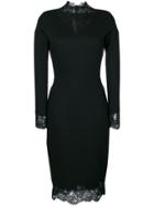 Ermanno Scervino Lace Trim Fitted Dress - Black