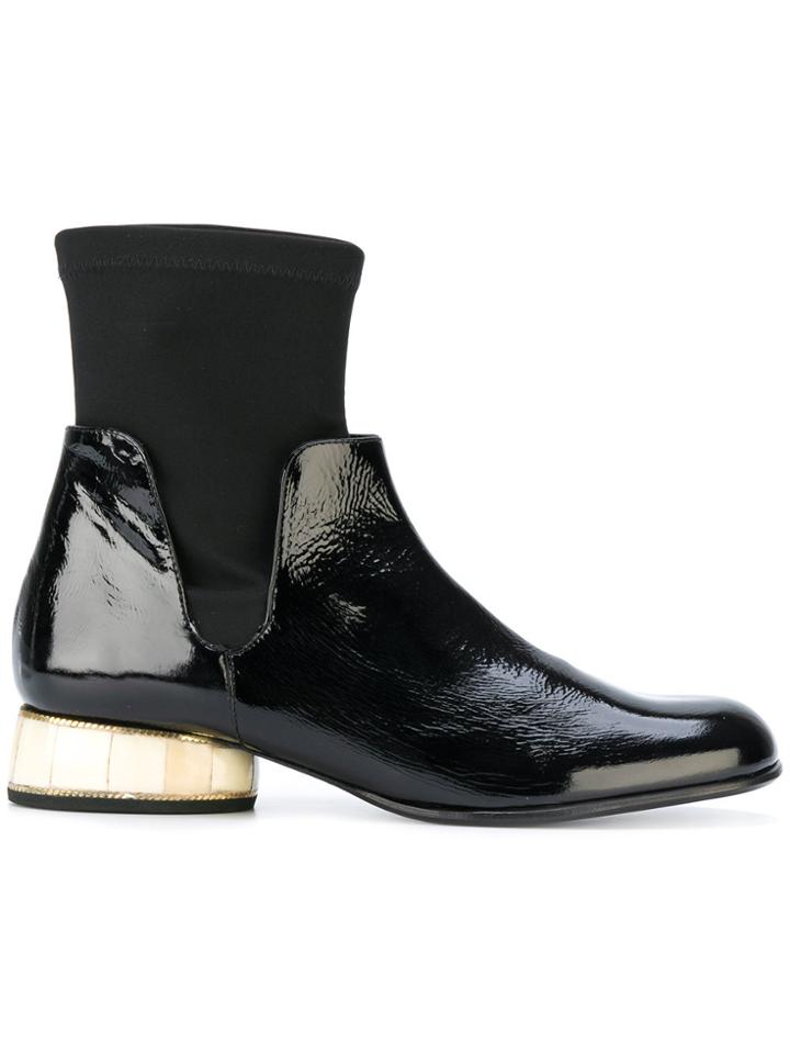 Paloma Barceló Contrast Heel Ankle Boots - Black