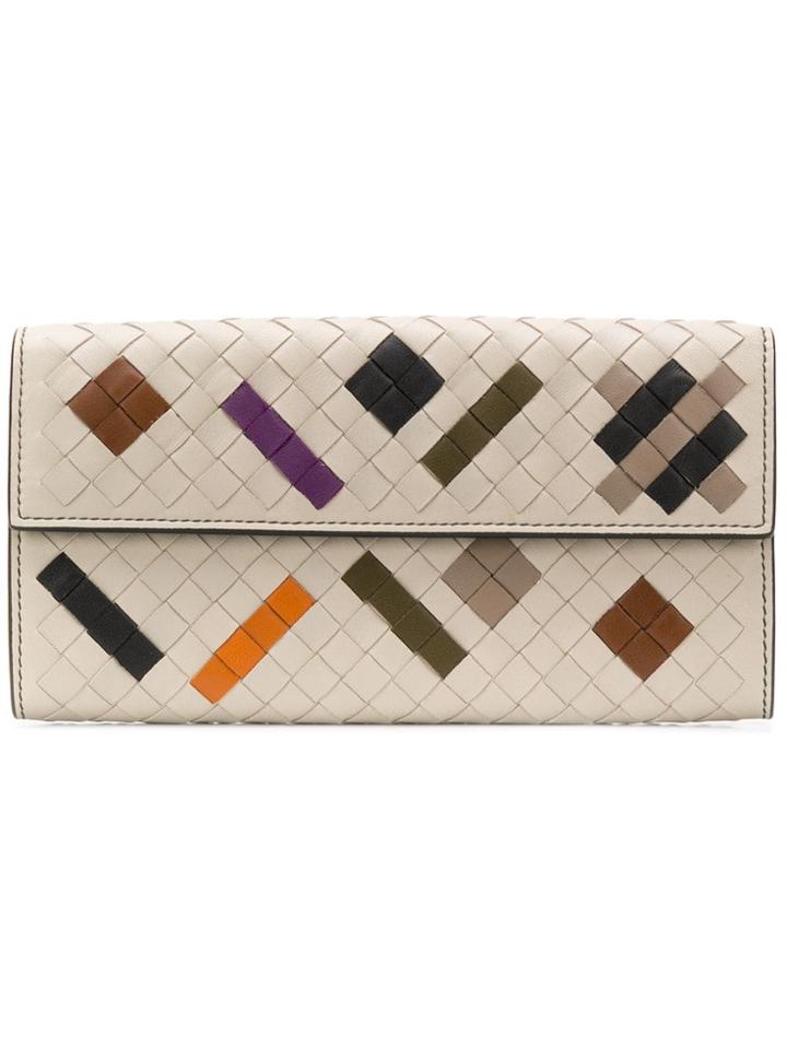 Bottega Veneta Colour Block Intrecciato Wallet - Neutrals