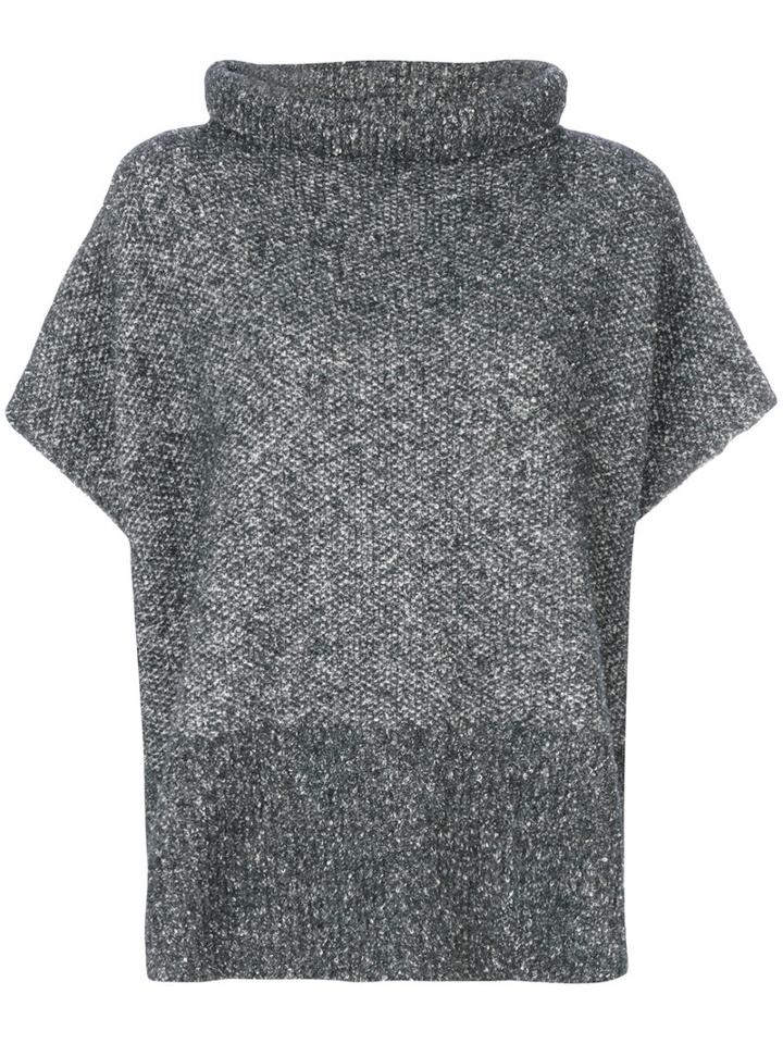 Fabiana Filippi - Textured Poncho Sweater - Women - Cotton/polyamide/spandex/elastane/silicone - One Size, Grey, Cotton/polyamide/spandex/elastane/silicone