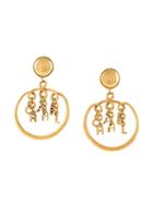 Chanel Vintage Logo Charm Hoop Clip-on Earrings