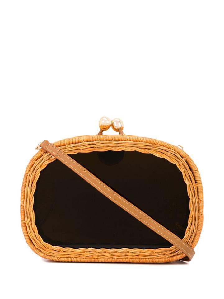Serpui Wicker Clutch Bag - Brown