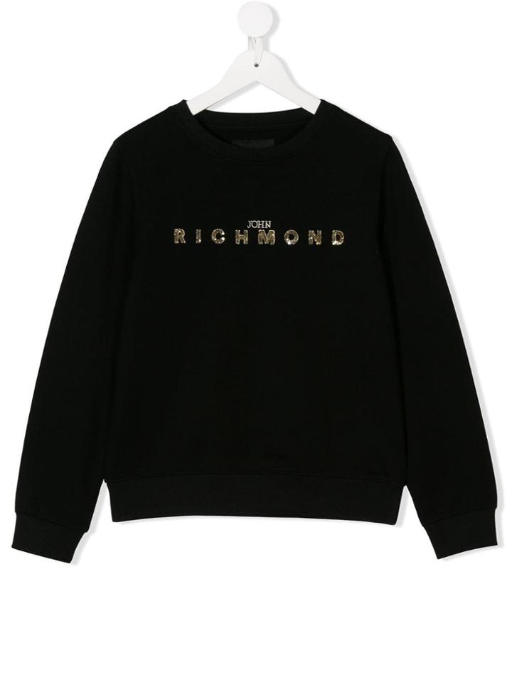 John Richmond Junior Teen Sequinned Logo Sweatshirt - Black
