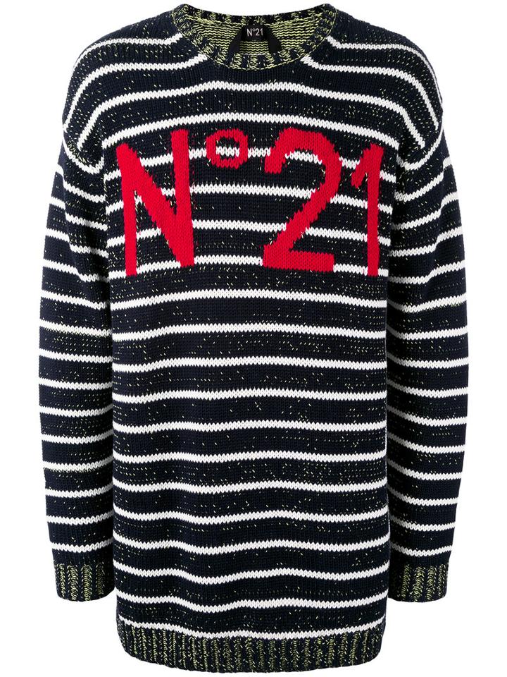No21 - Logo Intarsia Striped Jumper - Men - Cotton - 48, Cotton