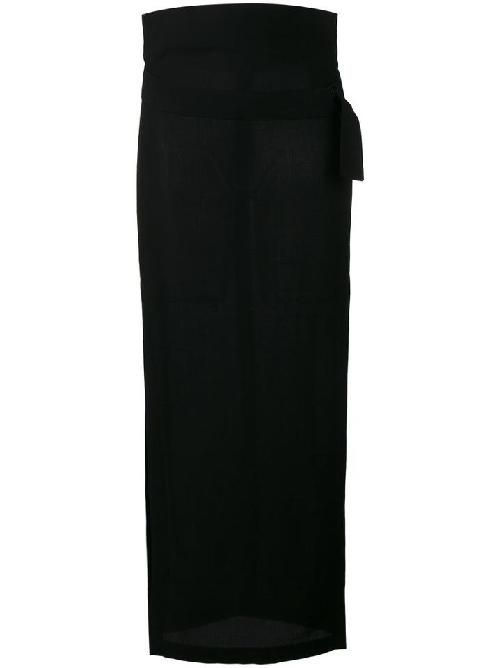 Ann Demeulemeester Side Slit Midi Skirt, Women's, Size: 36, Black, Virgin Wool/cotton/rayon