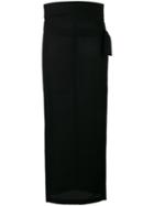 Ann Demeulemeester Side Slit Midi Skirt, Women's, Size: 36, Black, Virgin Wool/cotton/rayon