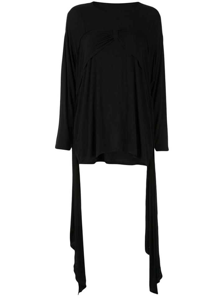 Mm6 Maison Margiela Ruched Detail Uneven Hem Top - Black