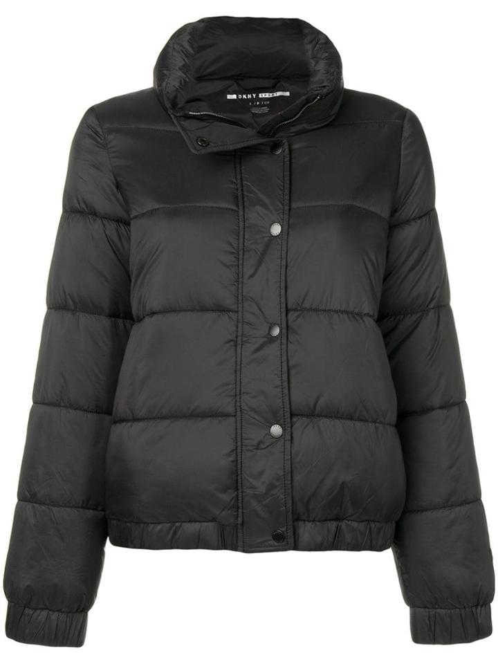 Donna Karan Logo Patch Puffer Jacket - Black