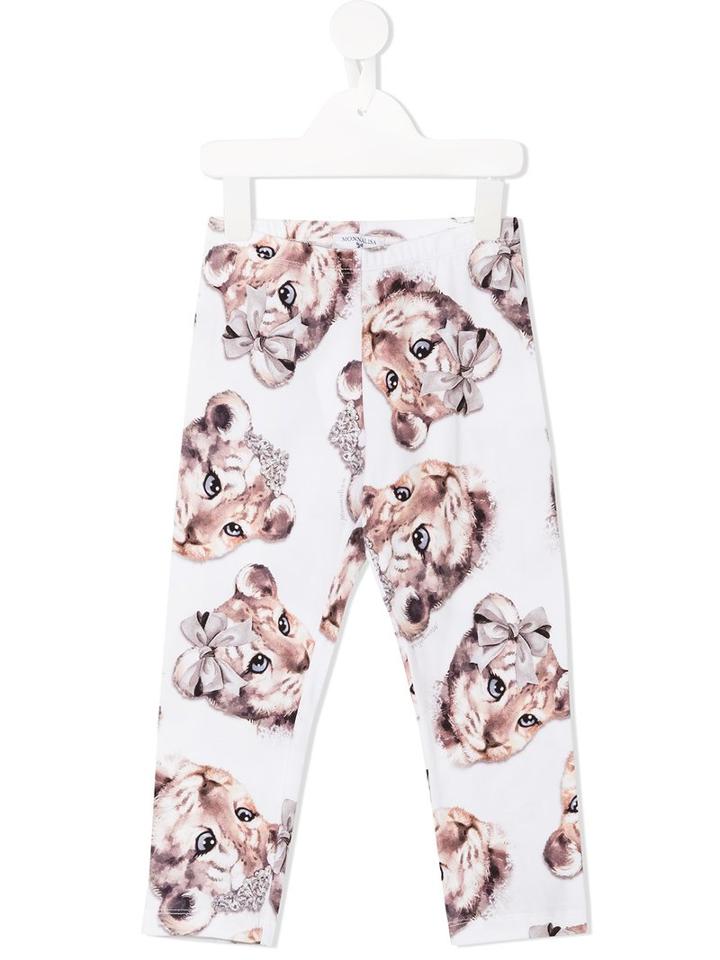 Monnalisa Female Lion Cub Print Leggings, Toddler Girl's, Size: 3 Yrs, White