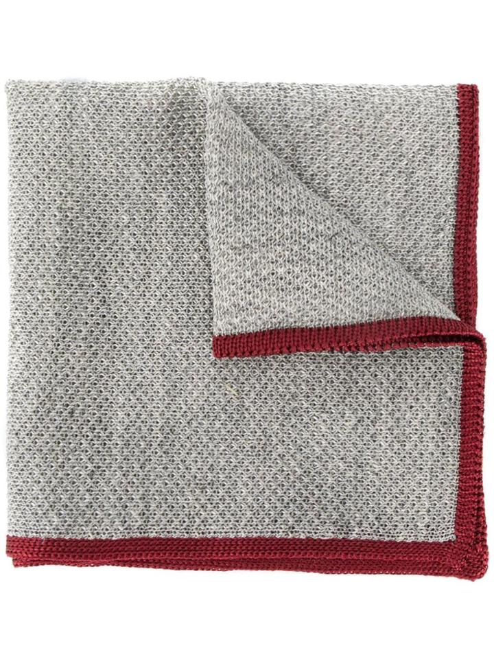 Canali Contrast Piped Scarf - Grey