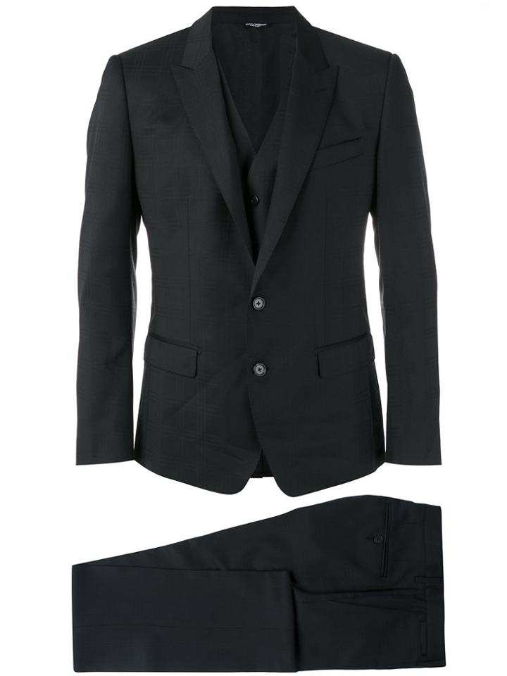 Dolce & Gabbana Three-piece Checked Suit - Black