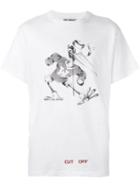 Off-white Bird Print T-shirt, Men's, Size: Large, White, Cotton