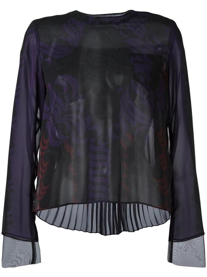 Sacai Calligraphy Print Blouse, Women's, Size: 1, Black, Polyester/cupro