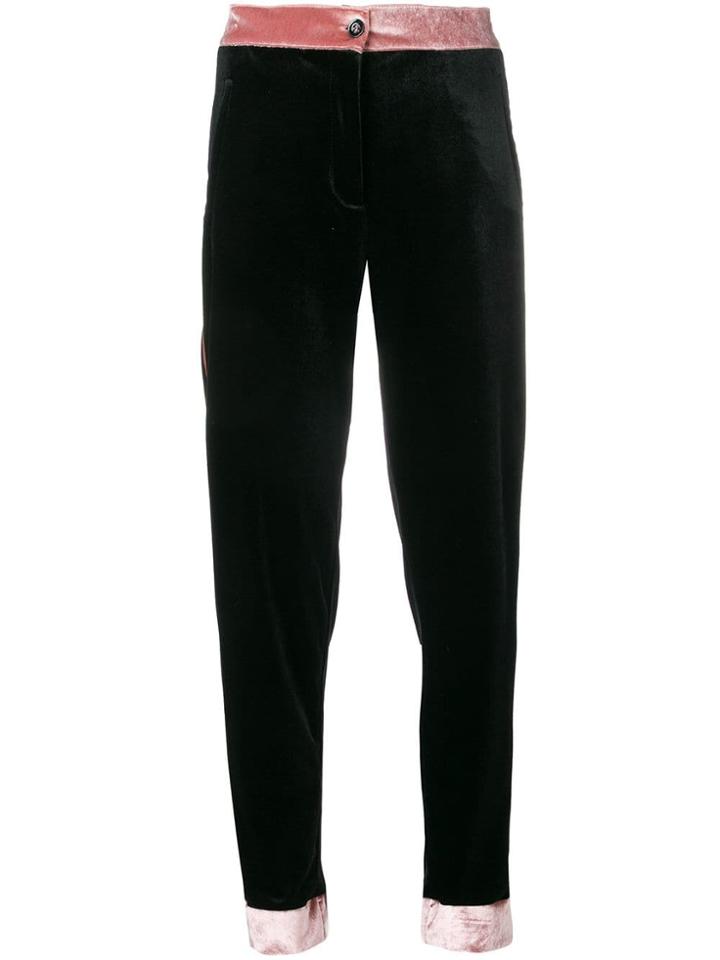 Lédition Contrast Trim Straight Trousers - Black