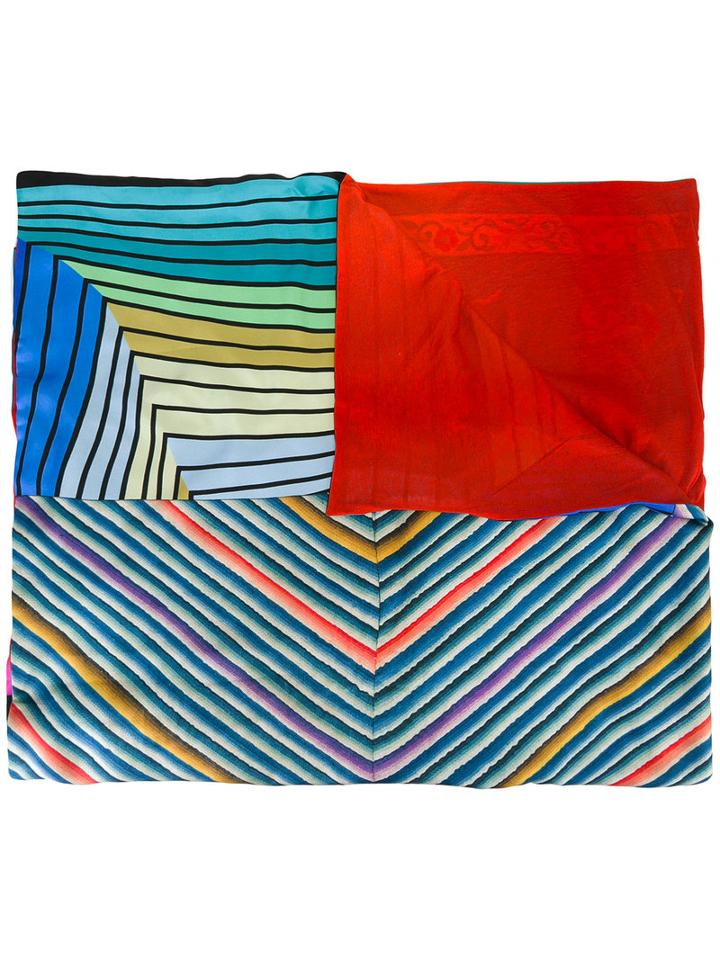 Pierre-louis Mascia Striped Chevron Print Scarf, Women's, Blue, Silk/cotton