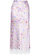 G.v.g.v. Lace Trim Skirt, Women's, Size: 36, Pink/purple, Rayon