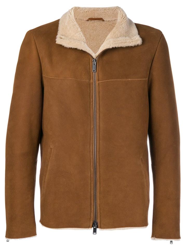 Desa Collection Shearling Lined Jacket - Brown