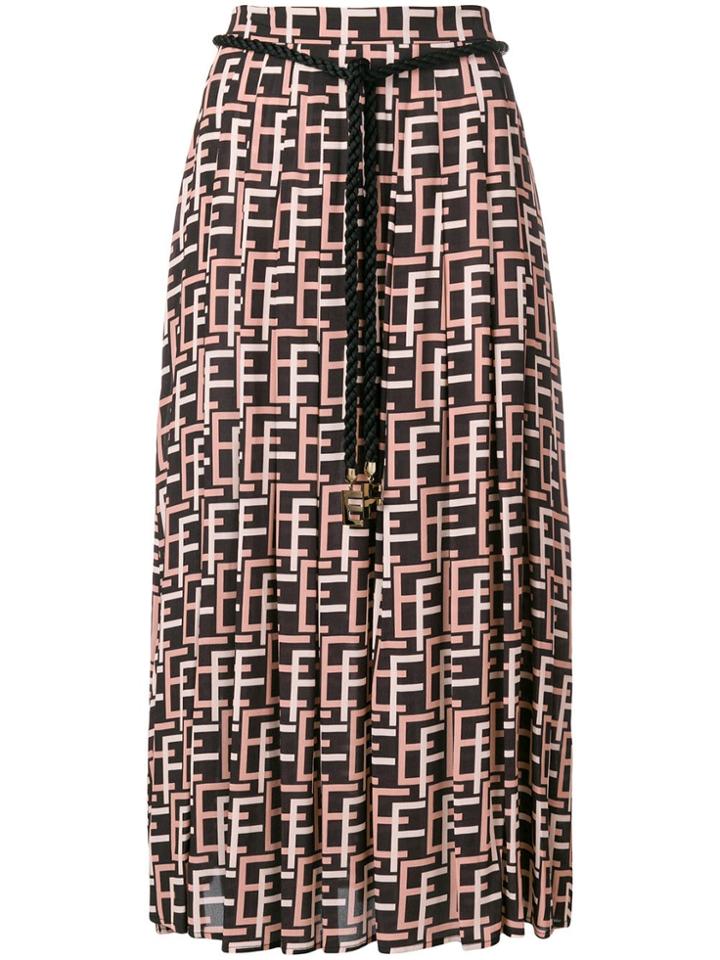 Elisabetta Franchi Geometric Print Straight Skirt - Black