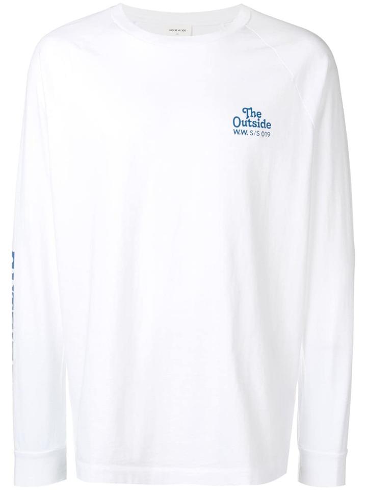 Wood Wood Logo Print Long-sleeve Top - White