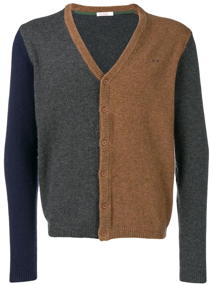 Sun 68 Colour Block Cardigan - Grey