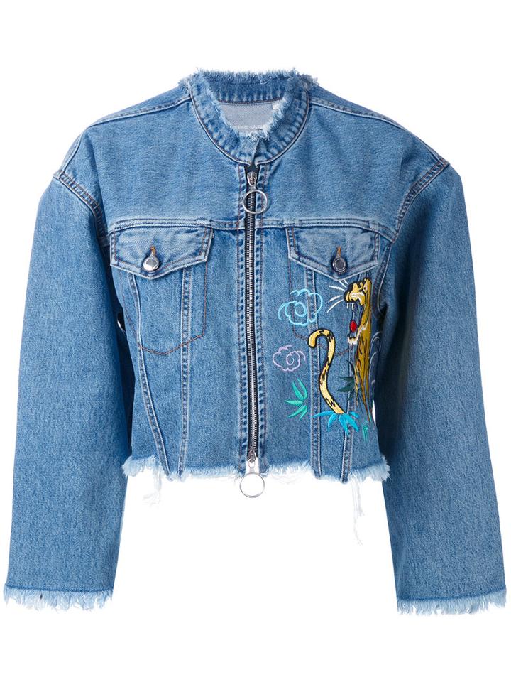 Marcelo Burlon County Of Milan - Amine Denim Jacket - Women - Cotton/polyester - Xs, Blue, Cotton/polyester