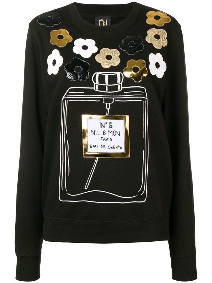 Nil & Mon Appliqué Roses Sweatshirt - Black