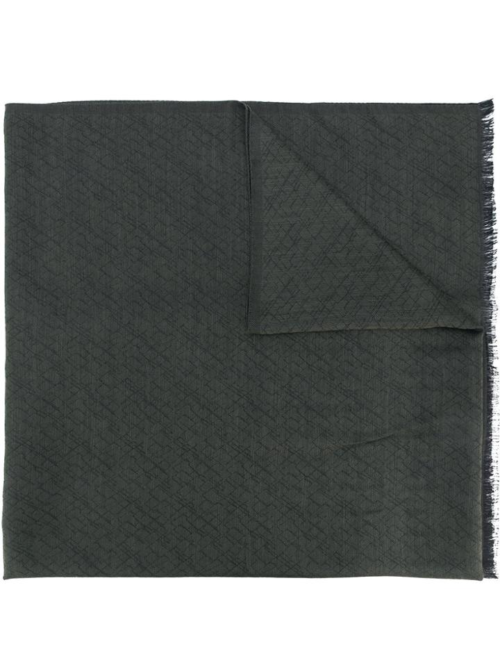 Z Zegna Fringed Jacquard Scarf - Green