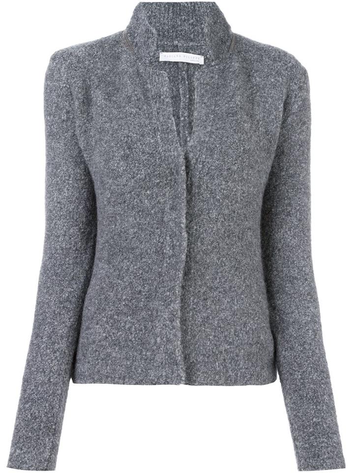 Fabiana Filippi Collar Detail Cardigan, Women's, Size: 46, Grey, Nylon/polyamide/spandex/elastane/merino