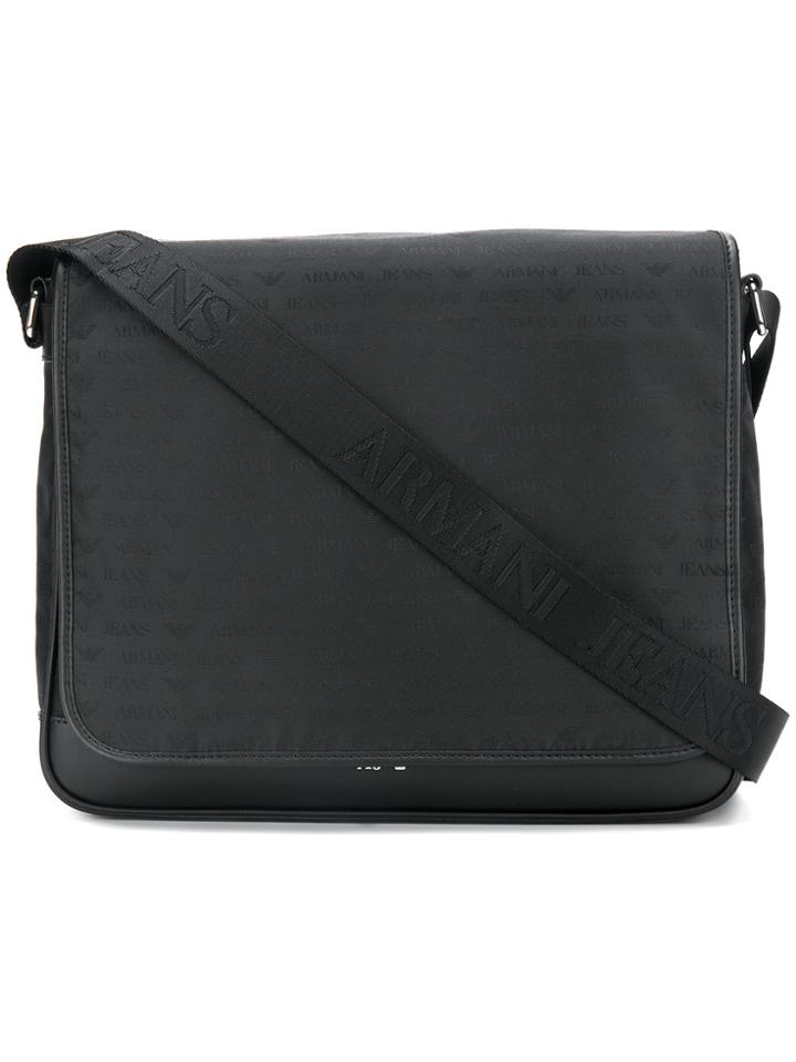 Armani Jeans Logo Messenger Bag - Black