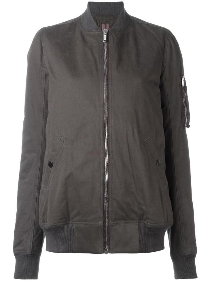 Rick Owens Drkshdw Zip Front Long Body Bomber Jacket, Women's, Size: Large, Grey, Cotton/polyester/polyamide