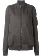 Rick Owens Drkshdw Zip Front Long Body Bomber Jacket, Women's, Size: Large, Grey, Cotton/polyester/polyamide