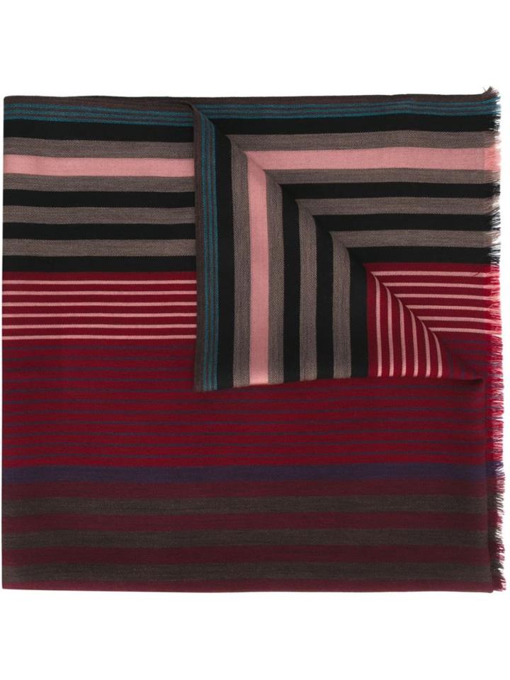 Paul Smith Striped Scarf, Men's, Red, Silk/wool