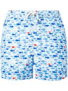 Mc2 Saint Barth - Fish Print Swim Shorts - Men - Polyamide/polyester/spandex/elastane - Xxl, White, Polyamide/polyester/spandex/elastane