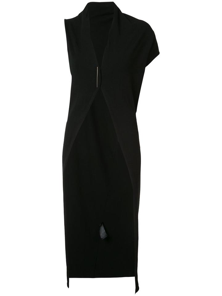 Isabel Benenato - Long Asymmetric Sleeve Cardigan - Women - Spandex/elastane/viscose - 42, Black, Spandex/elastane/viscose