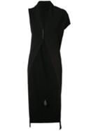 Isabel Benenato - Long Asymmetric Sleeve Cardigan - Women - Spandex/elastane/viscose - 42, Black, Spandex/elastane/viscose