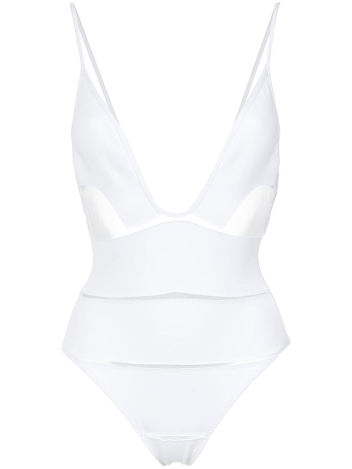 Amir Slama Deep V-neck Swimsuit - White