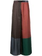 Dusan Patchwork Flared Trousers - Blue