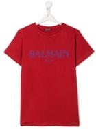 Balmain Kids Teen Printed Logo T-shirt - Red