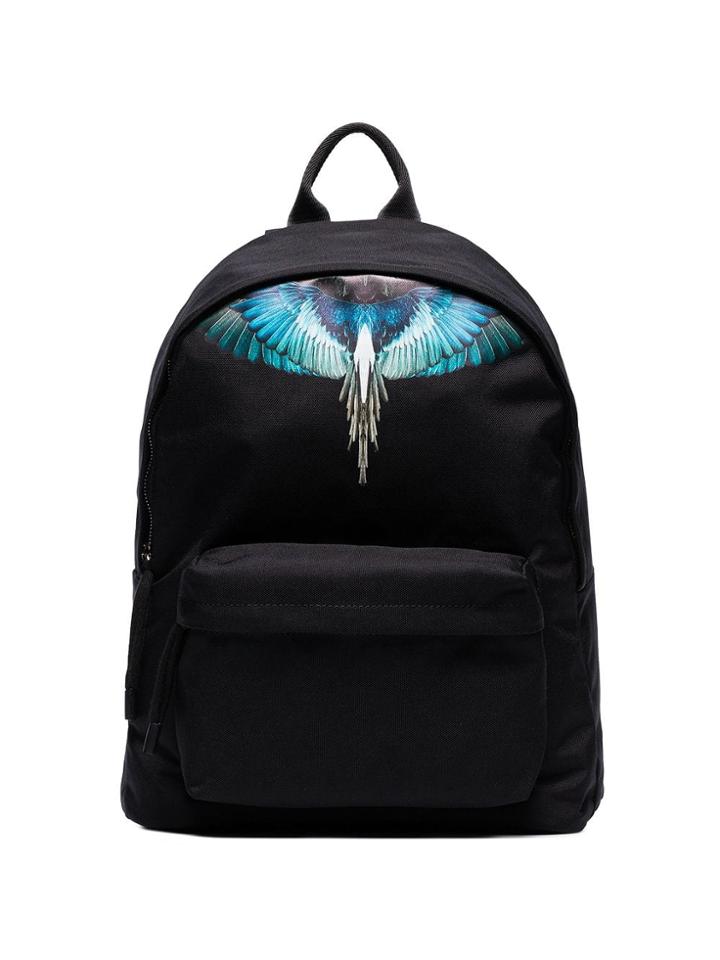 Marcelo Burlon County Of Milan Black And Blue Wings Print Backpack