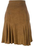 Alaïa Vintage Printed Flared Skirt, Women's, Size: 38, Brown