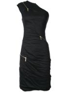 Nicole Miller Asymmetric Zip Detail Dress - Black